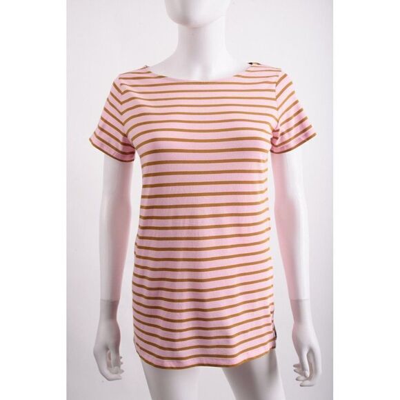 Boden Womens T-Shirt Shirt UK 8 US 4 Pink Brown Striped Short sleeve NWT - Picture 1 of 6